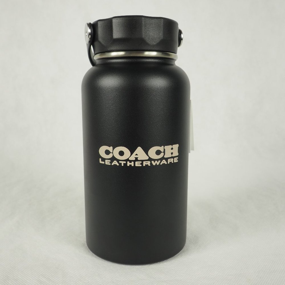 Coach Water Bottle Stainless Steel Plastic Silicone Lid Cap 25oz 750mL C6392G